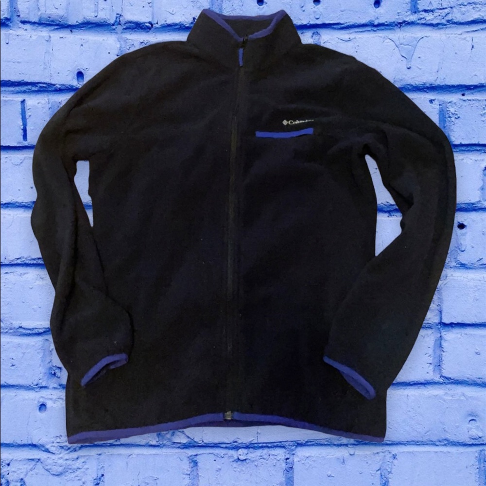 Columbia Women’s Fleece Jacket black with blue trim size m